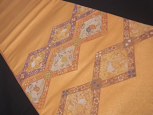 平和屋着物■六通太鼓柄袋帯 菱天井桐唐草文 金銀糸 逸品 n-vz0322