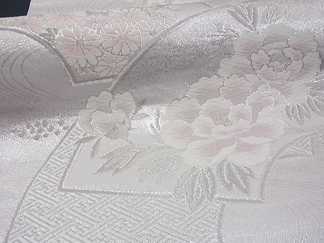 平和屋着物■六通柄袋帯 唐織 地紙草花文 銀糸 逸品 n-vz0368