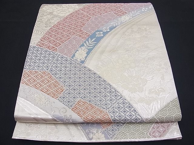平和屋着物■西陣 六通柄袋帯 唐織 吉祥秋草文 銀糸 逸品 n-vz0496
