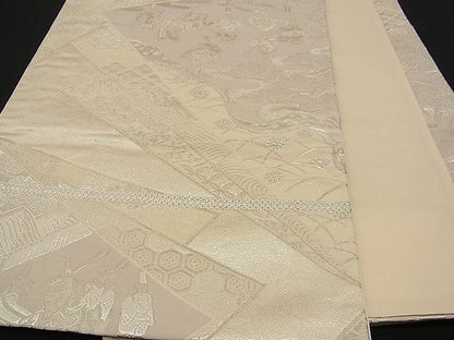 平和屋着物■六通柄袋帯 人物風景文 銀糸 逸品 n-wb0121