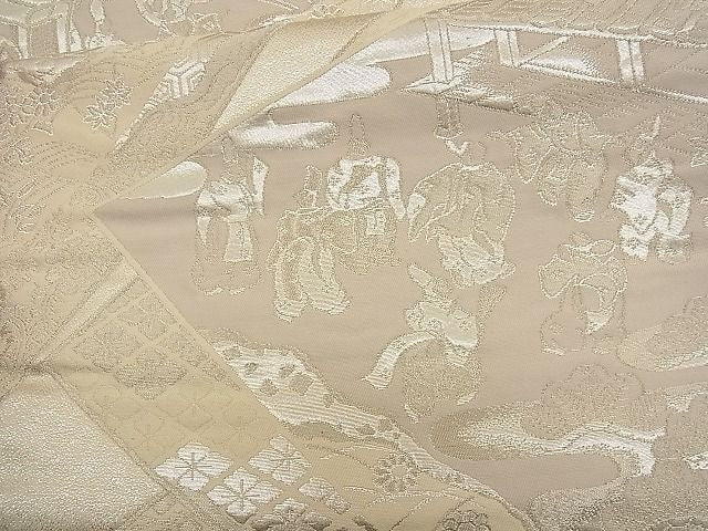 平和屋着物■六通柄袋帯 人物風景文 銀糸 逸品 n-wb0121