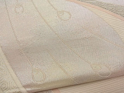 平和屋着物■六通柄袋帯 唐織 孔雀文 銀糸 逸品 n-wb0137