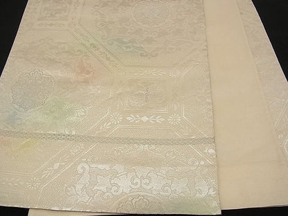 平和屋着物■六通柄袋帯 正倉院蜀江花文 銀糸 逸品 n-wb0146