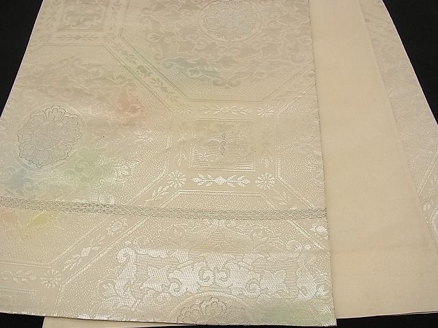平和屋着物■六通柄袋帯 正倉院蜀江花文 銀糸 逸品 n-wb0146