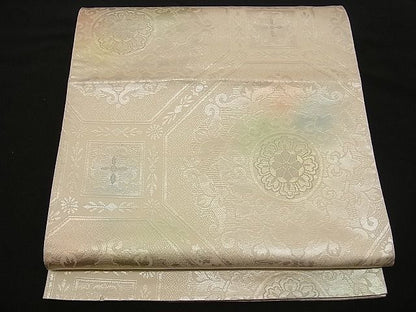 平和屋着物■六通柄袋帯 正倉院蜀江花文 銀糸 逸品 n-wb0146