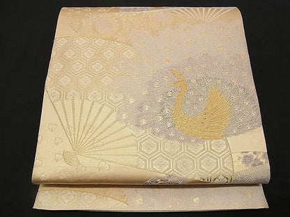 平和屋着物■六通柄袋帯 扇面孔雀文 金銀糸 逸品 n-wb0173