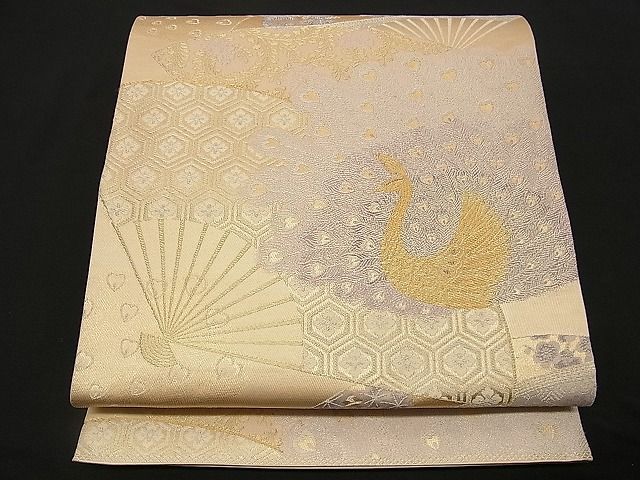 平和屋着物■六通柄袋帯 扇面孔雀文 金銀糸 逸品 n-wb0173