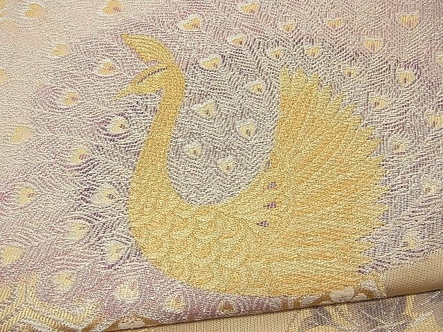 平和屋着物■六通柄袋帯 扇面孔雀文 金銀糸 逸品 n-wb0173