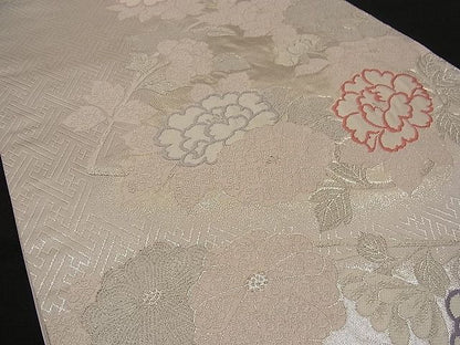 平和屋着物■六通柄袋帯 唐織 草花文 銀糸 逸品 n-wb0190