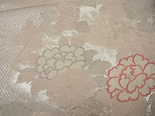 平和屋着物■六通柄袋帯 唐織 草花文 銀糸 逸品 n-wb0190