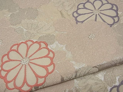 平和屋着物■六通柄袋帯 唐織 草花文 銀糸 逸品 n-wb0190