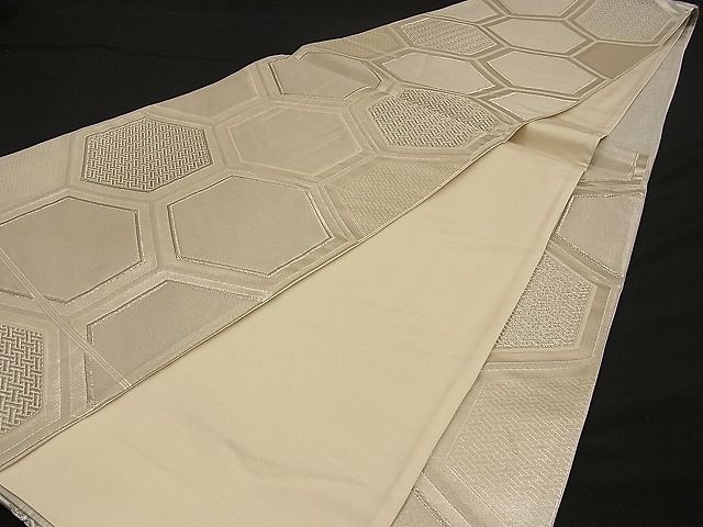 平和屋着物■六通柄袋帯 亀甲文 銀糸 逸品 n-wb0696
