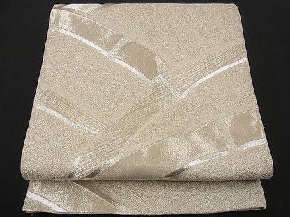 平和屋着物■西陣 六通柄袋帯 竹垣文 銀糸 逸品 n-wb0709