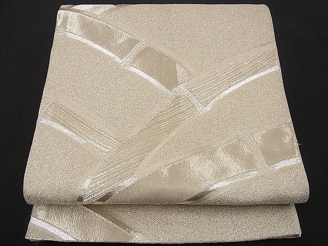 平和屋着物■西陣 六通柄袋帯 竹垣文 銀糸 逸品 n-wb0709