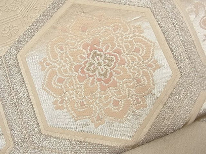 平和屋着物■六通柄袋帯 唐織 花菱亀甲文 銀糸 逸品 n-wb0710