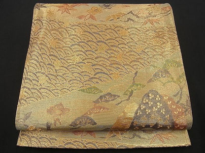 平和屋着物■佐賀錦 六通柄袋帯 御所解文 金糸 逸品 n-wb0712