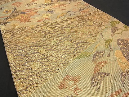 平和屋着物■佐賀錦 六通柄袋帯 御所解文 金糸 逸品 n-wb0712