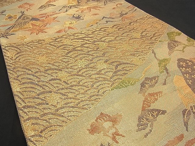 平和屋着物■佐賀錦 六通柄袋帯 御所解文 金糸 逸品 n-wb0712