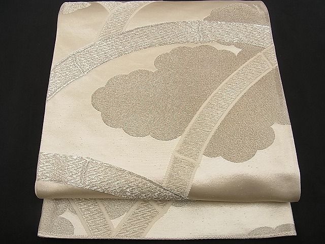 平和屋着物■六通柄袋帯 雲取り竹垣文 銀糸 逸品 n-wb0716