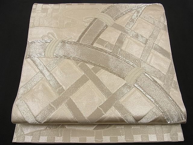 平和屋着物■六通柄袋帯 唐織 エ霞籬文 銀糸 逸品 n-wb0718