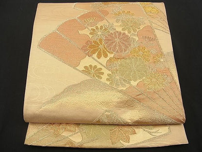 平和屋着物■六通柄袋帯 扇面菊文 金糸 逸品 n-wb0720