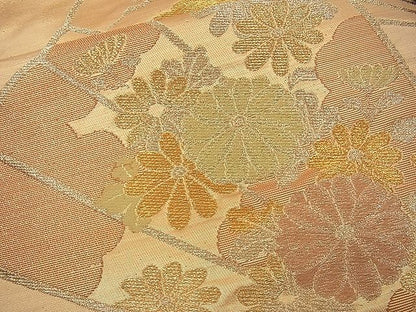 平和屋着物■六通柄袋帯 扇面菊文 金糸 逸品 n-wb0720