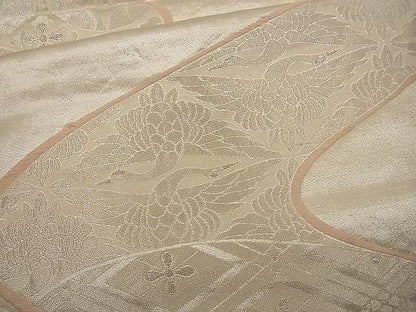 平和屋着物■六通柄袋帯 唐織 流水向かい鶴菱文 銀糸 逸品 n-wb0731