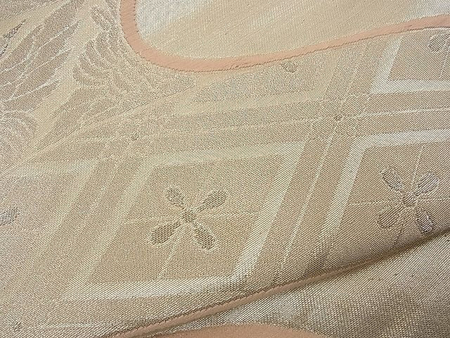 平和屋着物■六通柄袋帯 唐織 流水向かい鶴菱文 銀糸 逸品 n-wb0731