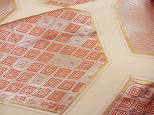 平和屋着物■六通柄袋帯 菱亀甲文 金銀糸 逸品 n-wb0738