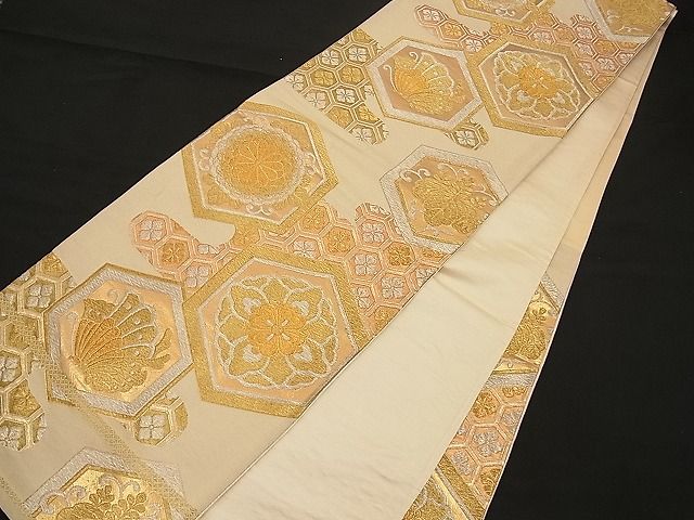 平和屋着物■六通柄袋帯 亀甲花文 金銀糸 逸品 n-wb0740
