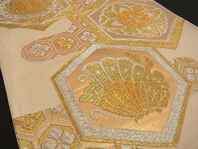 平和屋着物■六通柄袋帯 亀甲花文 金銀糸 逸品 n-wb0740