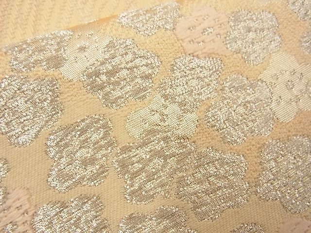 平和屋着物■六通柄袋帯 唐織 流水舞梅文 銀糸 逸品 n-wb0744