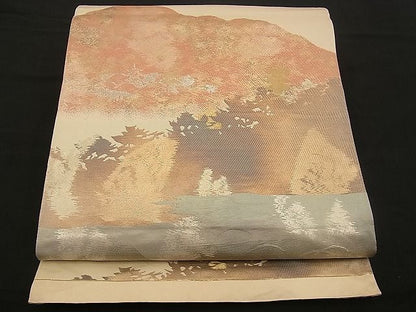 平和屋着物■六通柄袋帯 遠山風景文 金銀糸 逸品 n-wb0766