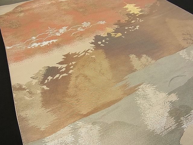平和屋着物■六通柄袋帯 遠山風景文 金銀糸 逸品 n-wb0766
