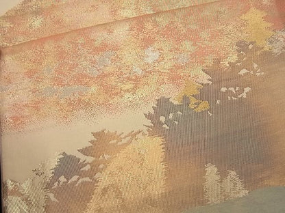 平和屋着物■六通柄袋帯 遠山風景文 金銀糸 逸品 n-wb0766