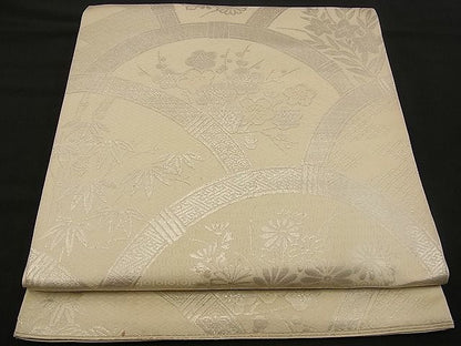 平和屋着物■六通柄袋帯 籬吉祥草花文 銀糸 逸品 n-wb0769