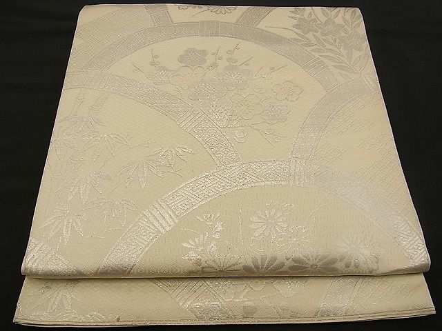平和屋着物■六通柄袋帯 籬吉祥草花文 銀糸 逸品 n-wb0769