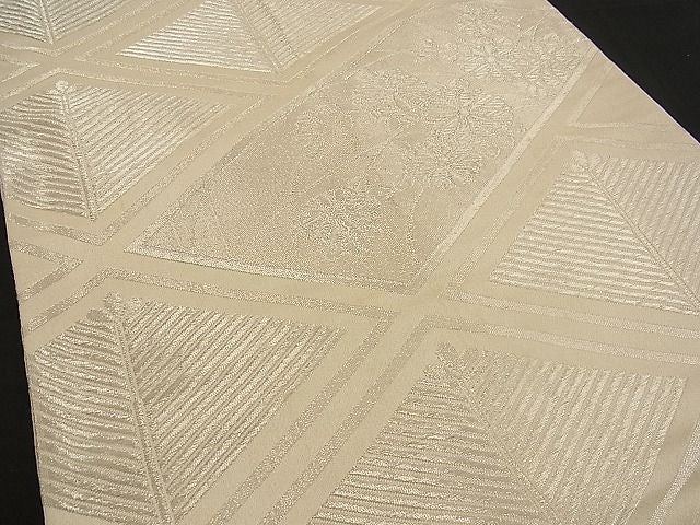 平和屋着物■全通柄袋帯 桧垣菱松花文 銀糸 逸品 n-wb0771