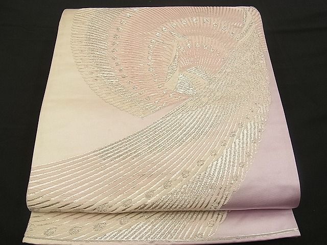 平和屋着物■六通柄袋帯 唐織 孔雀文 銀糸 逸品 n-wb0778
