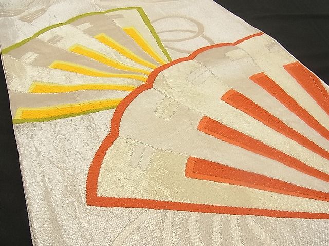 平和屋着物■六通柄袋帯 唐織 檜扇文 金銀糸 逸品 n-wb0779