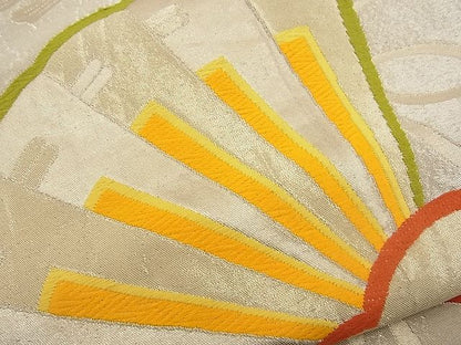 平和屋着物■六通柄袋帯 唐織 檜扇文 金銀糸 逸品 n-wb0779