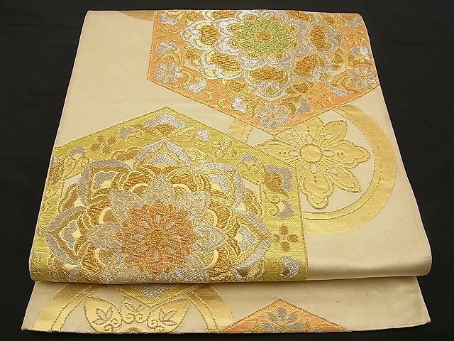 平和屋着物■六通柄袋帯 亀甲花唐草文 金銀糸 逸品 n-wb0787