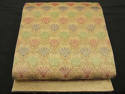 平和屋着物■六通柄袋帯 雪輪菊青海波 金糸 逸品 n-wb0790