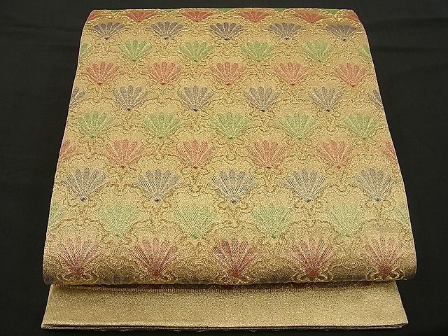 平和屋着物■六通柄袋帯 雪輪菊青海波 金糸 逸品 n-wb0790