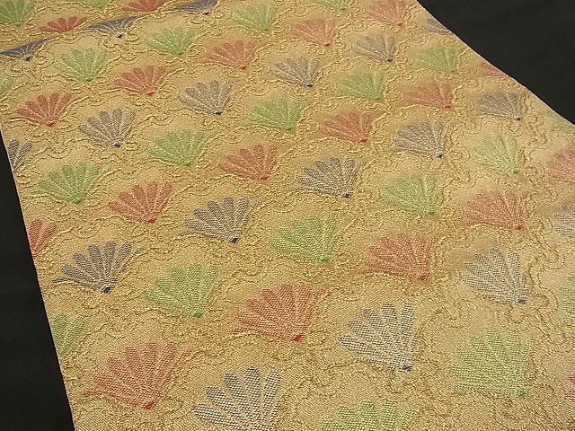 平和屋着物■六通柄袋帯 雪輪菊青海波 金糸 逸品 n-wb0790