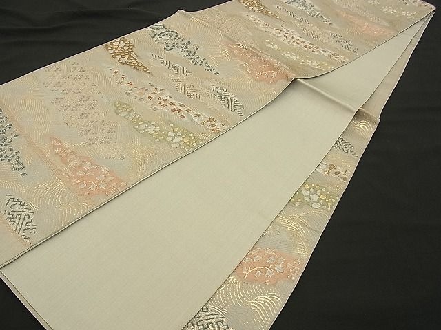 平和屋着物■六通柄袋帯 唐織 流水吉祥花文 金銀糸 逸品 n-wb0800