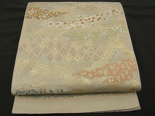 平和屋着物■六通柄袋帯 唐織 流水吉祥花文 金銀糸 逸品 n-wb0800