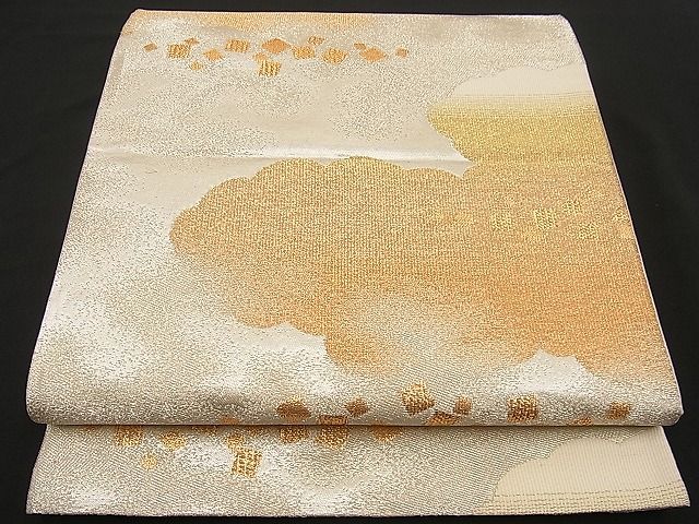 平和屋着物■六通柄袋帯 綴れ 雲取り箔散らし 金銀糸 逸品 n-wb1121