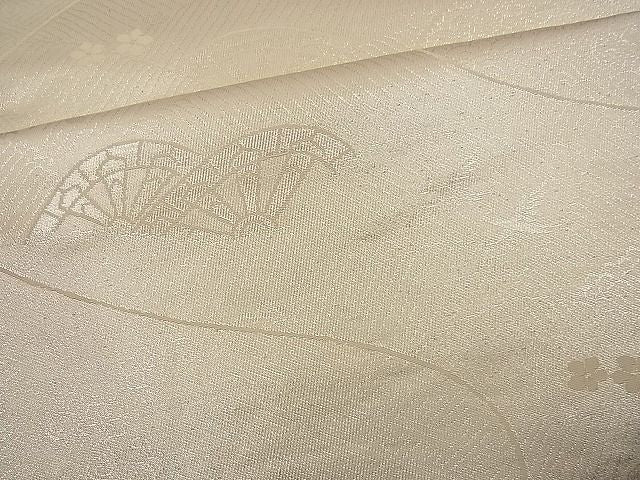 平和屋着物■両面六通柄袋帯 唐織 絵皿花鳥文 銀糸 逸品 n-wb1122