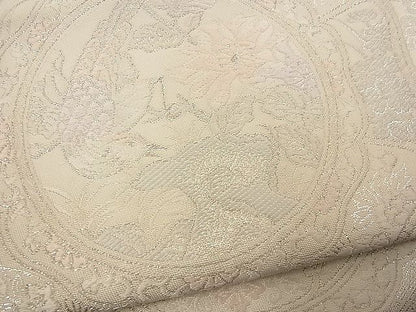 平和屋着物■両面六通柄袋帯 唐織 絵皿花鳥文 銀糸 逸品 n-wb1122